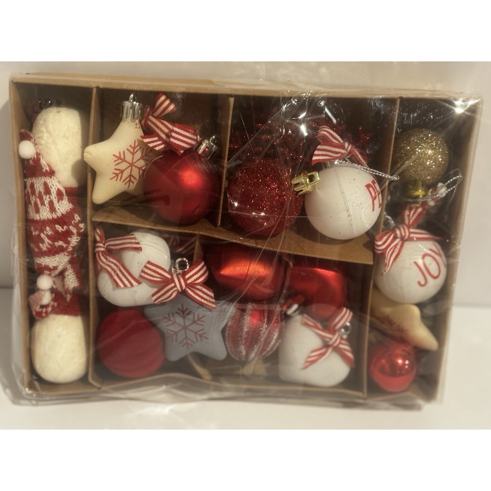 Christmas Tree Decoration Ornaments for Home Decor Small Red White Gold